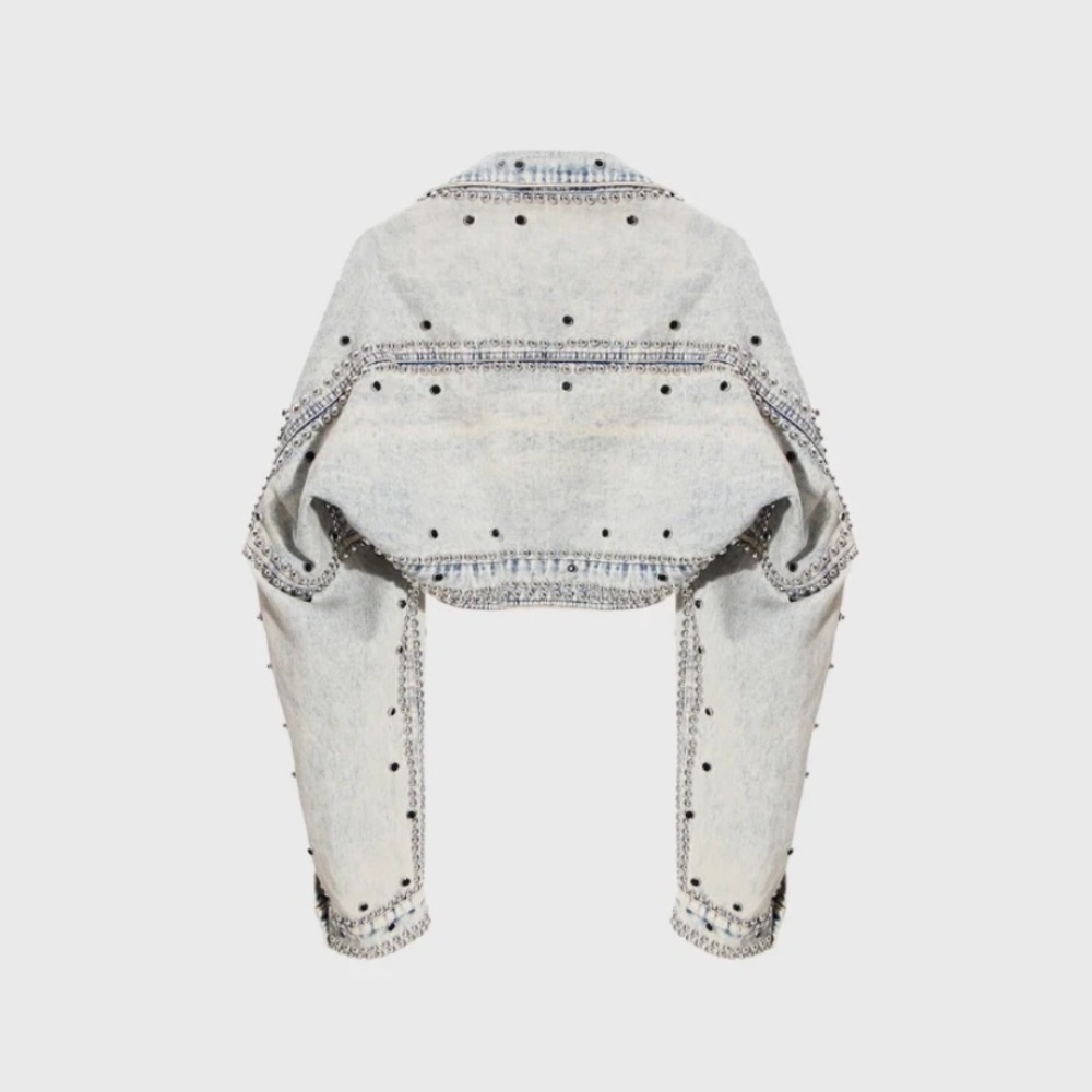 Studded Crop Denim Jacket